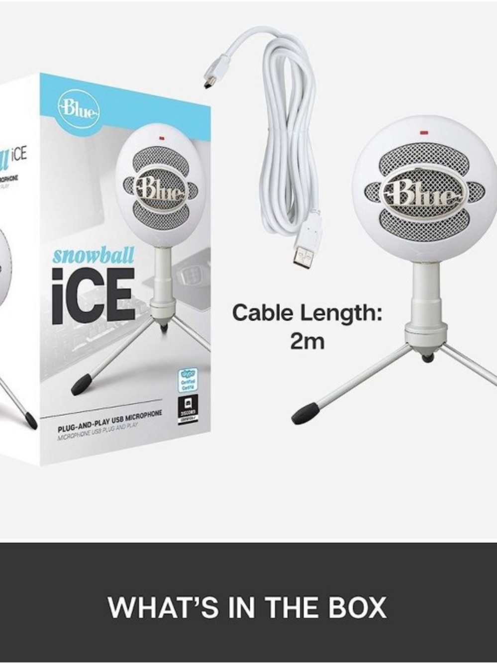 Blue Snowball iCE Plug & Play USB Microphone - White